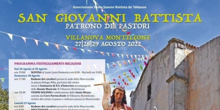 Locandina festa San Giovanni Battista dell'Associazione Santu Juanne Battista de 'Iddanoa 